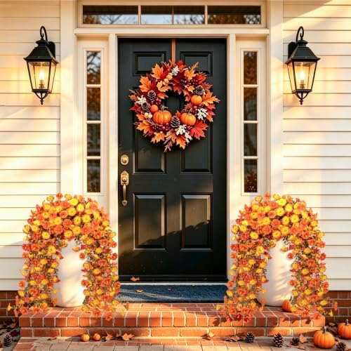 Artificial Fall Hanging Flowers for Outdoors, 2 PCS Morning Glory Vines - Image 2