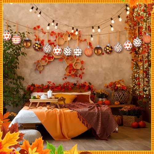 16 Pcs Fall Ornaments for Tree 1.57'' Thanksgiving Ball Hanging Ornaments - Image 3