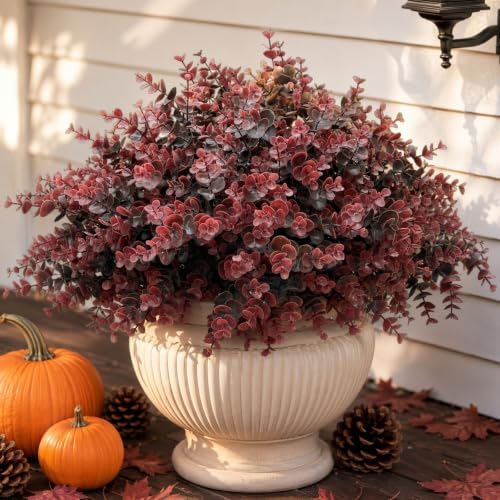 Fall Artificial Eucalyptus Plants Fake Greenery for Outdoor Outside Decor by KAFDY