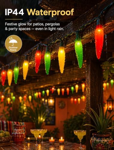 Multicolor Chili Pepper Lights, 13.6Ft Christmas Decorative String Lights with 35 Red Green Yellow Chili Light, Connectable Chili Pepper Lights for Outdoor Indoor Xmas Party Kitchen Garden - Image 4