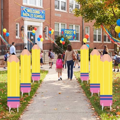 Thyle 6 Pcs 35.4'' Large Back to School Yard Signs Pencil Cutout Decor - Image 5