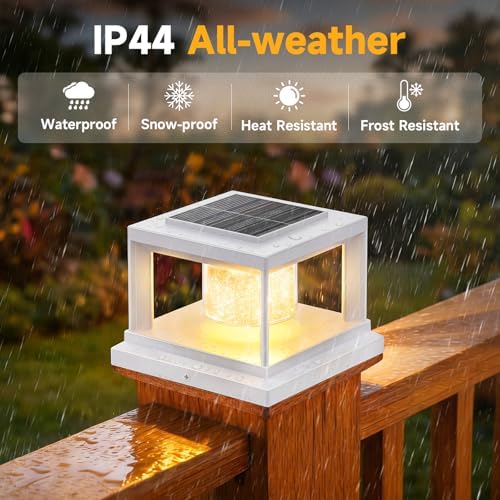 FOLKSMATE Solar Fence Post Cap Lights 12 Pack Outdoor Waterproof White - Image 7