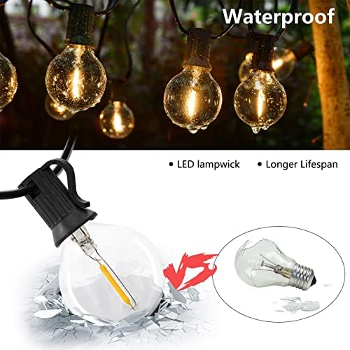 100ft Outdoor String Lights Waterproof Patio Lights,Shatterproof Led Outside Globes UL Listed Exterior, Indoor Lighting Backyard Bistro Party - Image 3