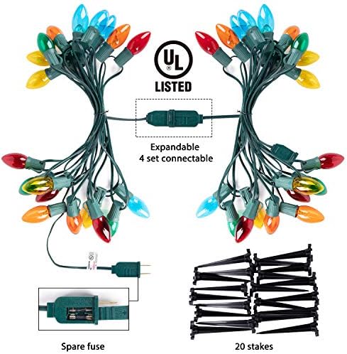 Christmas Pathway String Lights Outdoor,4Pack Total 102.8FT C9 Path Light - Image 4
