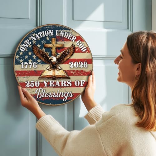 250th Anniversary Wooden Door Sign, 4th of July Door Decoration Sign, 250 Years of Blessings One Nation Under God - Image 5