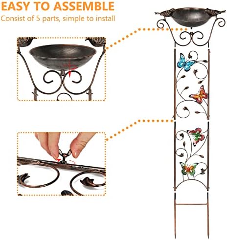 SUNNYPARK 43.5 Inch Metal Bird Bath Bowl with Garden Trellis Outdoor - Image 3