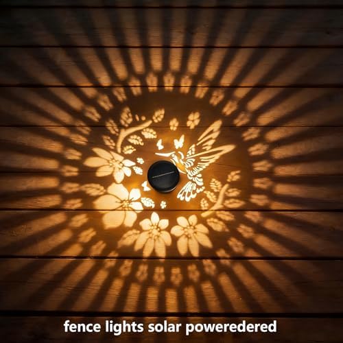 2 Pack Solar Fence Lights with Hummingbird Pattern for Outdoor Garden Decor - Image 3