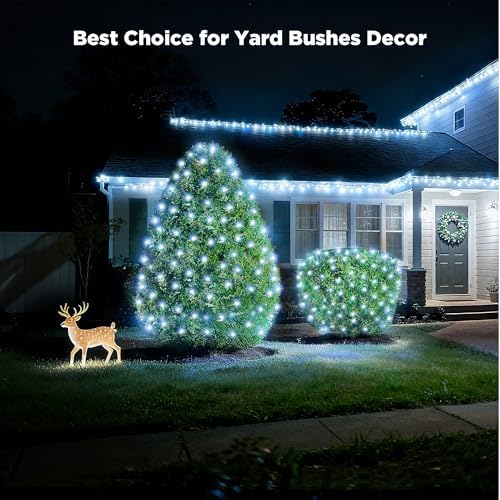 BlcTec Upgraded Outdoor Christmas Lights 280LED 10ft x 6.7ft Christmas Net Lights with UL Certified, 8 Modes, Timer, Connectable, Waterproof & Thick Wire for Bushes, Shrubs Decorations, Cool White - Image 7