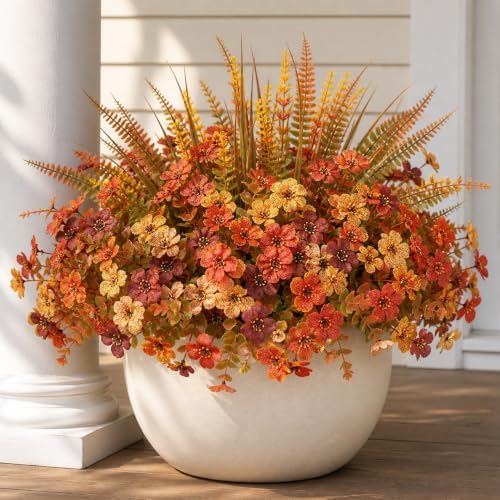 20 Bundles Artificial Fall Flowers for Outdoors, Front Porch Planter Decor by Unknown