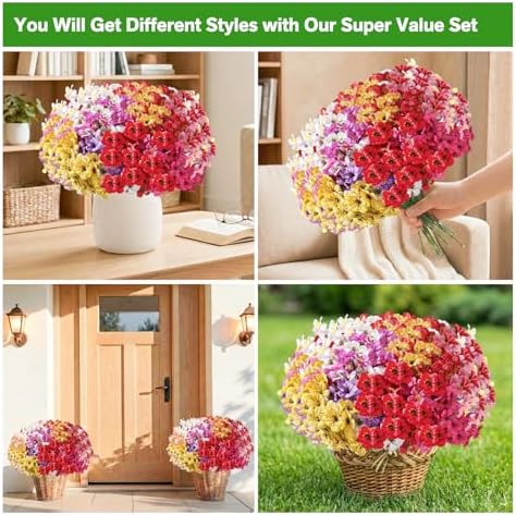 Powbrace 60 Pack Artificial Flowers for Outdoor Indoor Fake Plants(Mixed) - Image 3