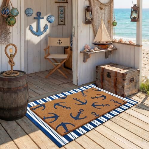 Drydiet Coastal Nautical Welcome Door Mat Outdoor Non Slip Layered - Image 4