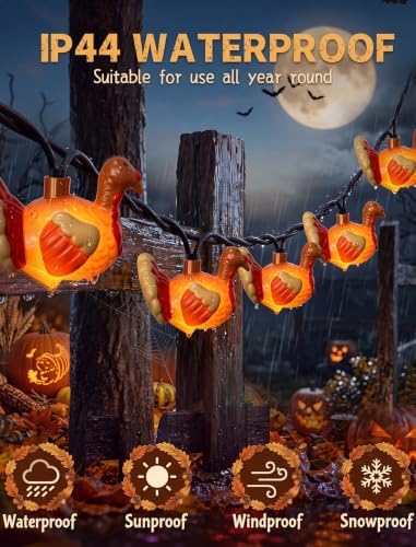 8.5FT 10 LED Outdoor Thanksgiving Turkey String Lights Plug in, Waterproof - Image 5