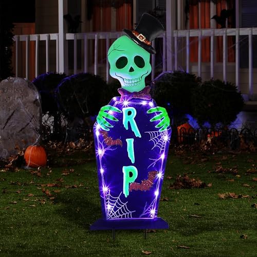 Joliyoou Halloween Yard Stake, 26.4" Solar Lighted Metal Tombstone by JoliyoouBringUJoy