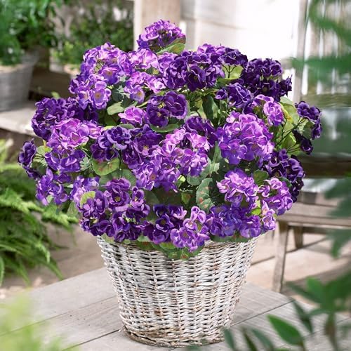 Artificial Geranium Fake Flowers for Outdoors Decoration, 6 Bundles Silk Geraniums Flower UV Resistant Look Real Faux Plants for Front Door Garden Porch Planter Patio Balcony Yard Indoor Home, Mix - Image 3