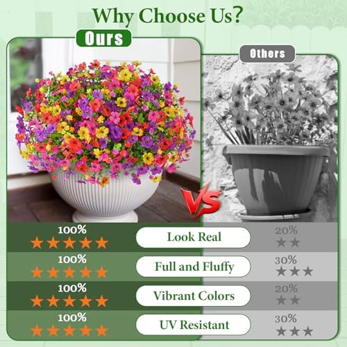 Yastouay Artificial Flowers for Outdoors, 36 Bundles Realistic Fake Flowers - Image 2