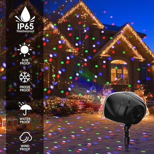 Christmas Halloween Projector Lights Outdoor,Indoor 15 Colors Snowfall Rotating Falling Snow Projector with Remote and Timer,Waterproof Landscape Lights for Home Yard Garden Window Christmas Decor - Image 3