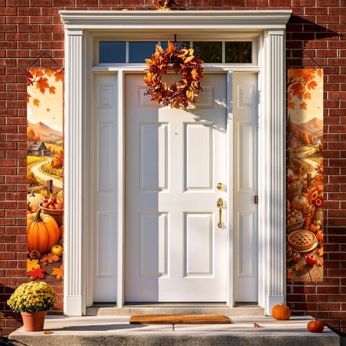 IVN Autumn Farm Porch Banner Pumpkin Pie Harvest Decor 2 Pcs - Image 4