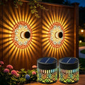 Solar Mandala Projection Wall Lights Waterproof, Gift for Women Men, Solar Mandala Lights Outdoor Metal Fence Lights, Decor Light for Yard Garden Post Patio Backyard Porch Tabletop (Warm White 2 Pcs) by YJFWAL