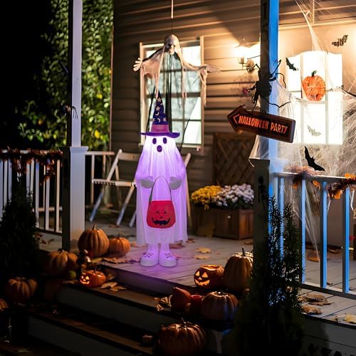 YUETJIN 37" Front Porch Halloween Ghost Décor, Trick or Treat Style - Image 7