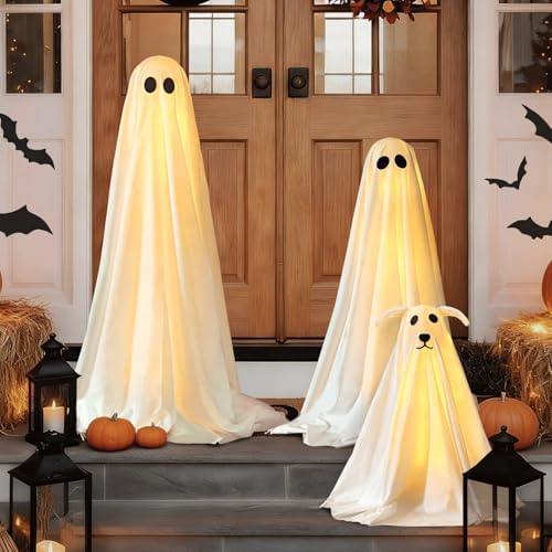 Halloween Decorations Outdoor - 3 Pack Lighted Spooky Ghost Decorations - Image 4