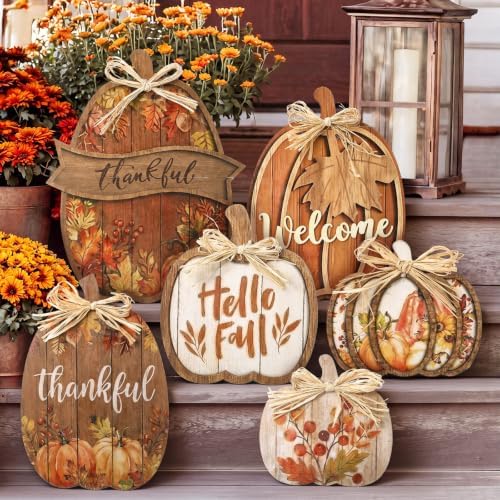 Weysat 6 Pcs Farmhouse Fall Decoration Outdoor for Home Porch, Pumpkin by Weysat