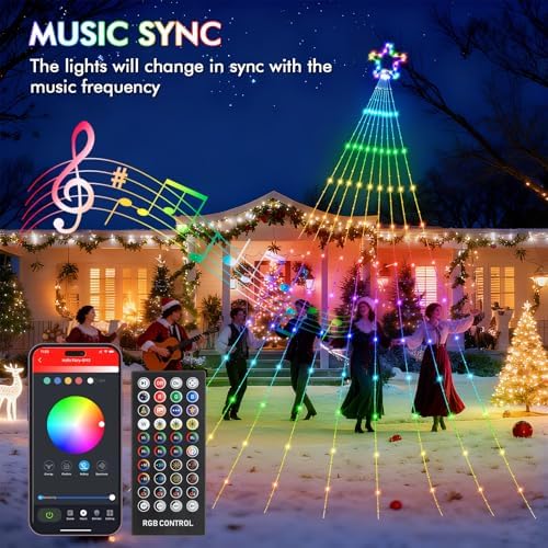 HOLILLUMA 12FT Smart Waterfall String Lights Outdoor Christmas Decorations - Image 5