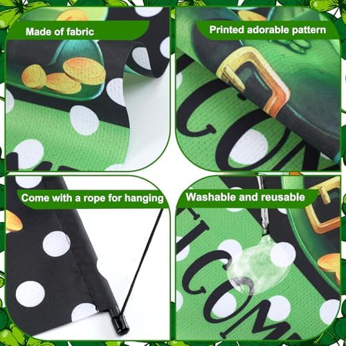 Tegeme 3 Pcs Happy St. Patrick's Day Banner Door Decoration St. Patricks Day Hanger Door Sign Green Shamrock Hanging Flag Ornaments for Irish Party Holiday Outdoor Indoor Home - Image 4