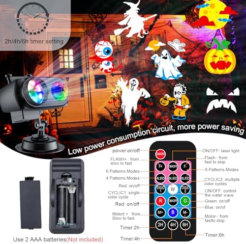 Halloween Projector Lights Outdoor 2026 Upgraded, 4/6/8 Patterns Adjustable - Image 3