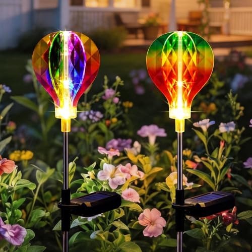Solar Lights Outdoor Decorative with Hot Air Balloon, Solar Garden Stake by ELFENGARDEN