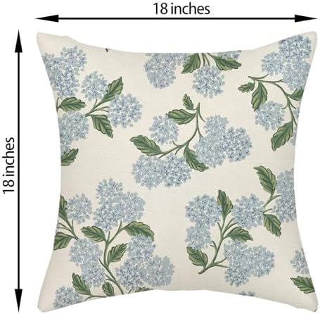 Floral Outdoor Pillow Covers 18x18 Inch Set of 2 Blue Green - Image 6