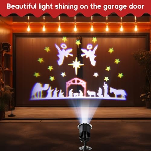 Meonum Christmas Nativity Scene Projector Lights Outdoor, Upgrade Waterproof Nativity Silhouette Light Power Supply with Remote Control Scene onto Outdoor Indoor Wall Windows Garage Doors - Image 6