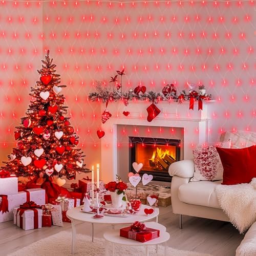 JMEXSUSS Red Christmas Net Lights Outdoor, 360 LED, 12ft x 5ft, Plug in - Image 3