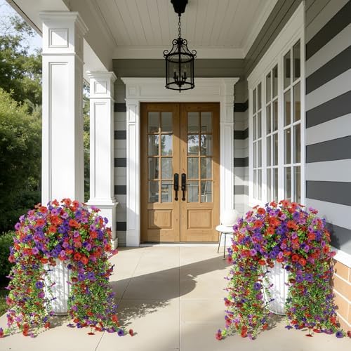 Alupssuc 4PCS Artificial Hanging Flowers UV Resistant Silk Daisy, 4 Colors - Image 3