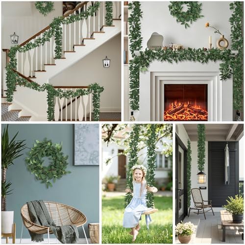 RECUTMS Artificial Olive Leaves Vine Garland with Berry 2Pcs 6.2Ft Silk Ivy - Image 5