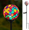 VCUTEKA Decorative Solar Garden Lights, 3.5" Mosaic Globe Outdoor Stake by VCUTEKA