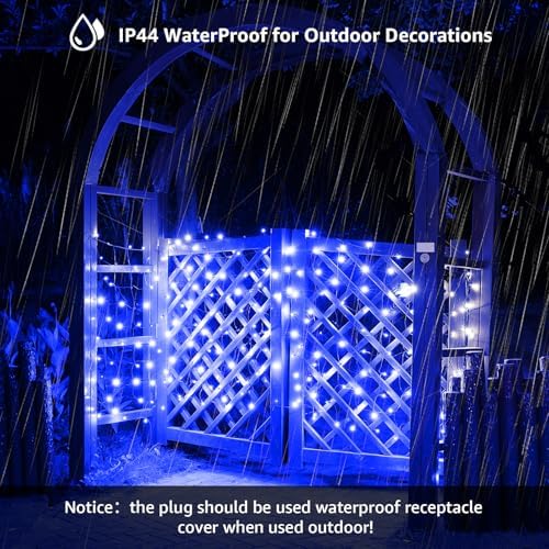 DEPMEM Led Christmas Net Lights Outdoor Christmas Decorations 120Led 6Ftx4Ft UL Certified Connectable Waterptoof Mesh Net Lights for Trees Bushes Shrubs Garden Outdoor Christmas Decorations(Blue) - Image 3
