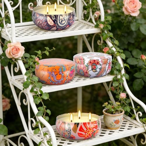 Summer Citronella Scented 3 Wick Candle, Soy Wax Candle for Indoor & Outdoor Use, Boho Floral Decorative Candle for Home,BBQ, Patio and Balcony Decor. - Image 6