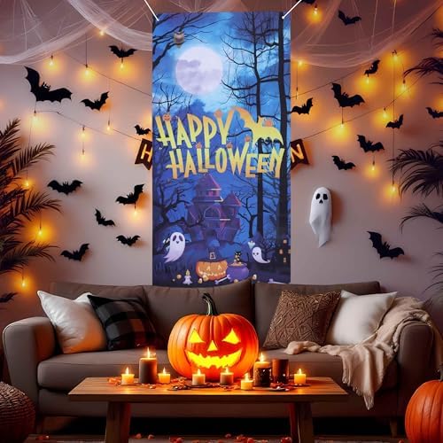 Halloween Door Decorations Horror Moon Night Banner for Front Door Porch Outdoor Decor Window Wall - Image 3