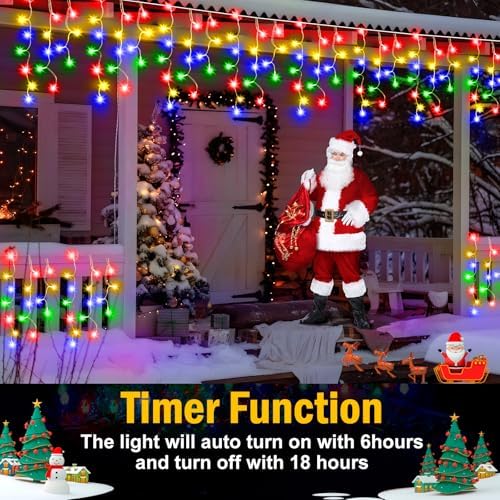 Color Changing Christmas Lights, 2 Pack Total 98FT 960 LED Ice Lights for Outside with 180 Drops, 11 Modes Warm White to Multicolor Ice String Lights for Christmas Eaves Party Decorations - Image 6