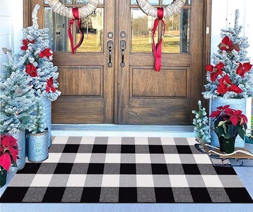 Buffalo Plaid Outdoor Rug 24"x51" Fall Front Door Mat Layering Porch Rug - Image 6