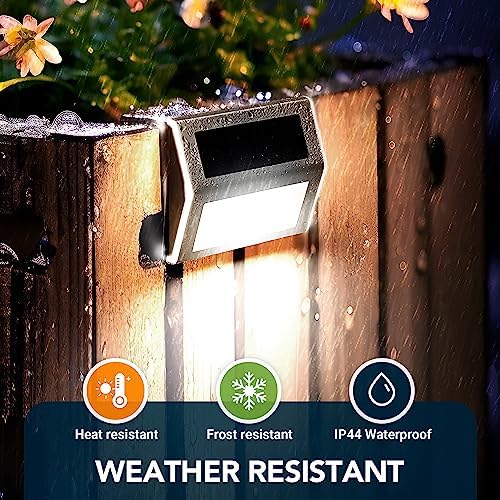 GIGALUMI 12 Pack Solar Fence Lights Outdoor, Waterproof LED, Cold White - Image 6