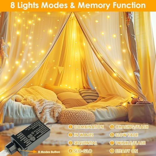 99FT 300 LED Fairy Lights Plug in, Extra-Long Twinkle Lights Warm White - Image 2