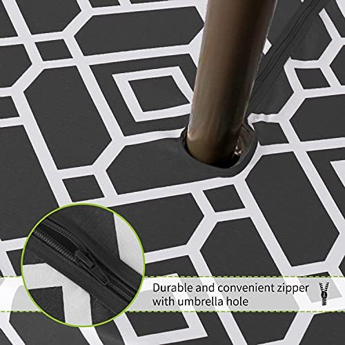 LUSHVIDA Moroccan Round Outdoor Tablecloth with Umbrella Hole 60 Inch Black - Image 5