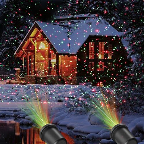 Christmas Laser Light Projector Red and Green Star Laser Lights Show with Timer for Outdoor Decorations Waterproof Landscape Lighting for Christmas and Holidays - Image 5