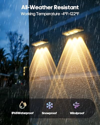 Solar Fence Lights Outdoor, Warm White & RGB 7 Color Changing, IP65 Waterproof, Dusk to Dawn Solar Deck Light for Patio, Railing, Pool, Porch, Backyard, Wall Decor, 8 Packs - Image 4