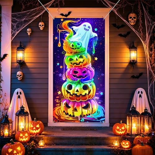 35.4" x 70.8" Halloween Door Cover, Haunted House Front Door Decor - Image 6