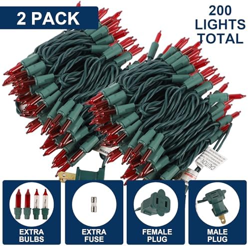 2 Pack Red Valentines String Lights, 100 Count Each, Incandescent Mini Christmas Lights, Connectable Xmas Tree Light for Indoor Outdoor Garland Birthday Holiday Wedding Festival Party - Image 5