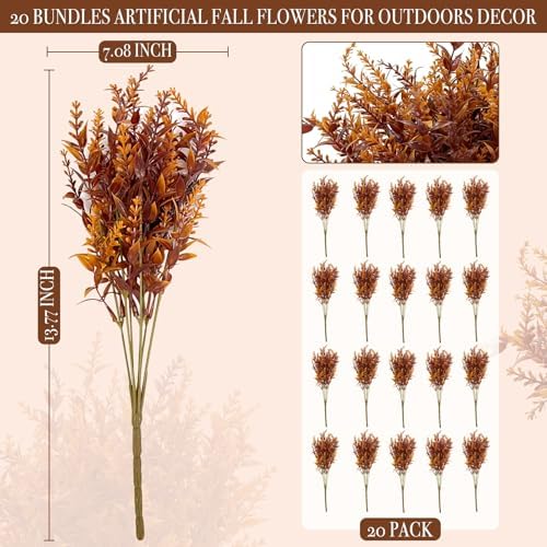 TURNMEON 20 Bundles Artificial Fall Flowers for Outdoors Fall Decorations - Image 2