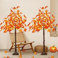 2 Pack 4FT Lighted Maple Tree 100 LED Artificial Fall Tree for Home Decor by EEW