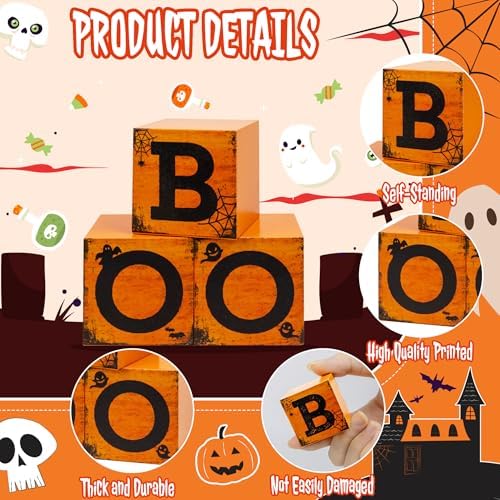 3 Pcs Halloween Wooden Decor, Boo Decorations Gifts for Indoor - Image 5